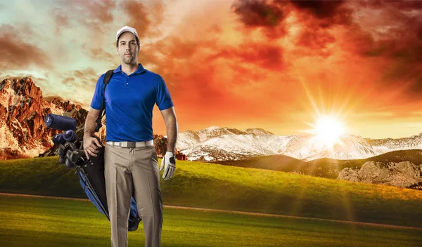 Golf Player in a blue shirt