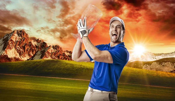 Golf Player in a blue shirt