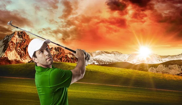 Golf Player in a green shirt