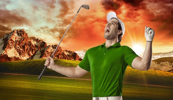 Golf Player in a green shirt