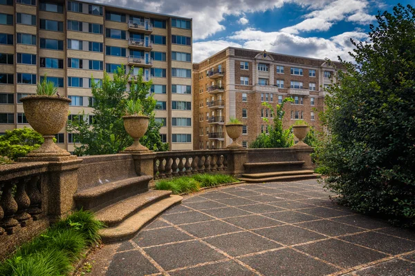 Terrace and buildings at Meridian Hill Park, in Washington, DC.