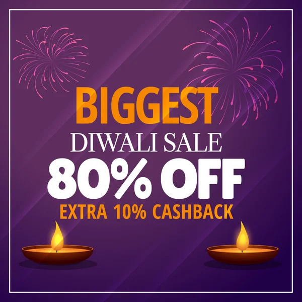 Biggest diwali sale offer with diya and fireworks