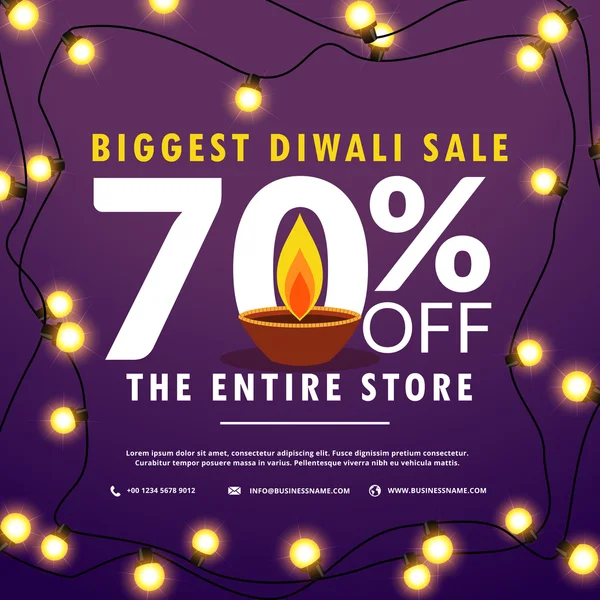 Diwali festival sale discount and offers banner with light bulbs