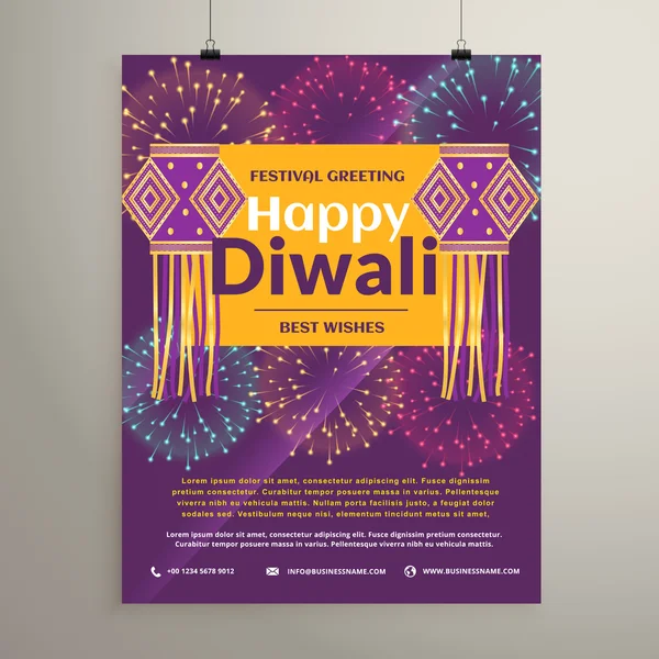 Beautiful happy diwali flyer design with hanging lamps. Diwali g