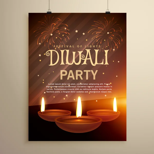 Aesome diwali festival celebration template with three diya on f