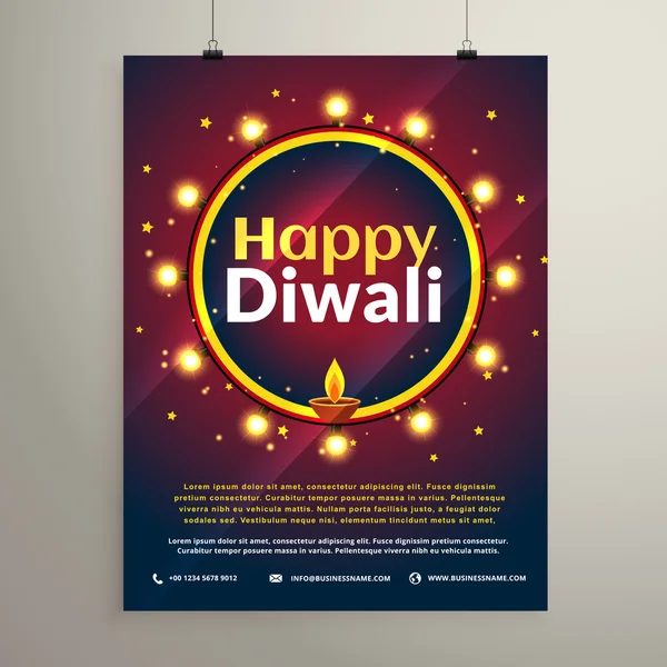 Happy diwali festival invitation greeting template