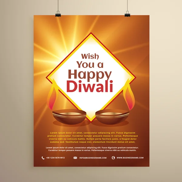 Indian festival of happy diwali greeting card flyer template
