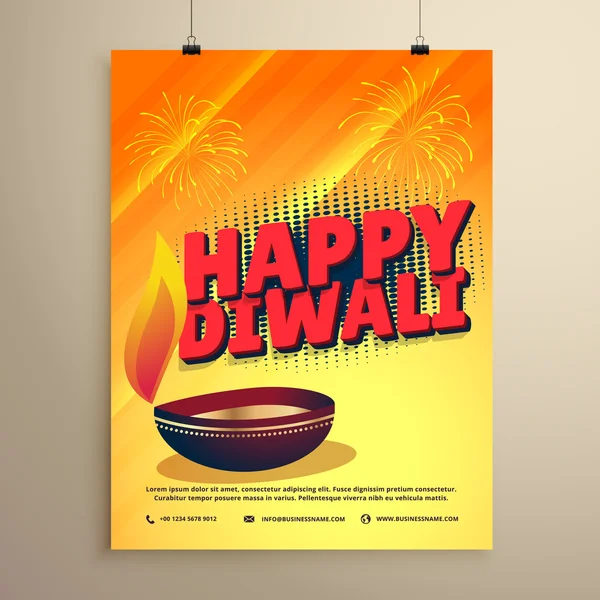 Happy diwali festival greeting with diwali and fireworks