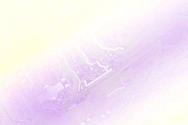 Technology concept background silhouette of a computer motherboard with light violet colors, diagonal composition, faded into white. suitable as a background for business presentations