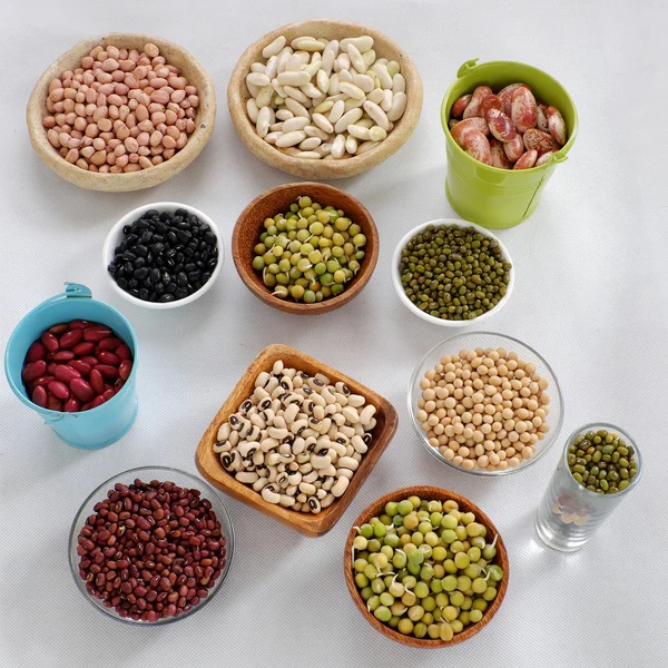 Collection of bean on white background