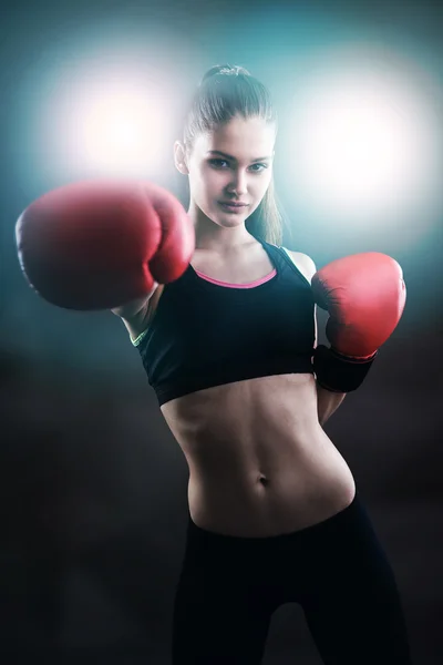 Girl boxer on the ring