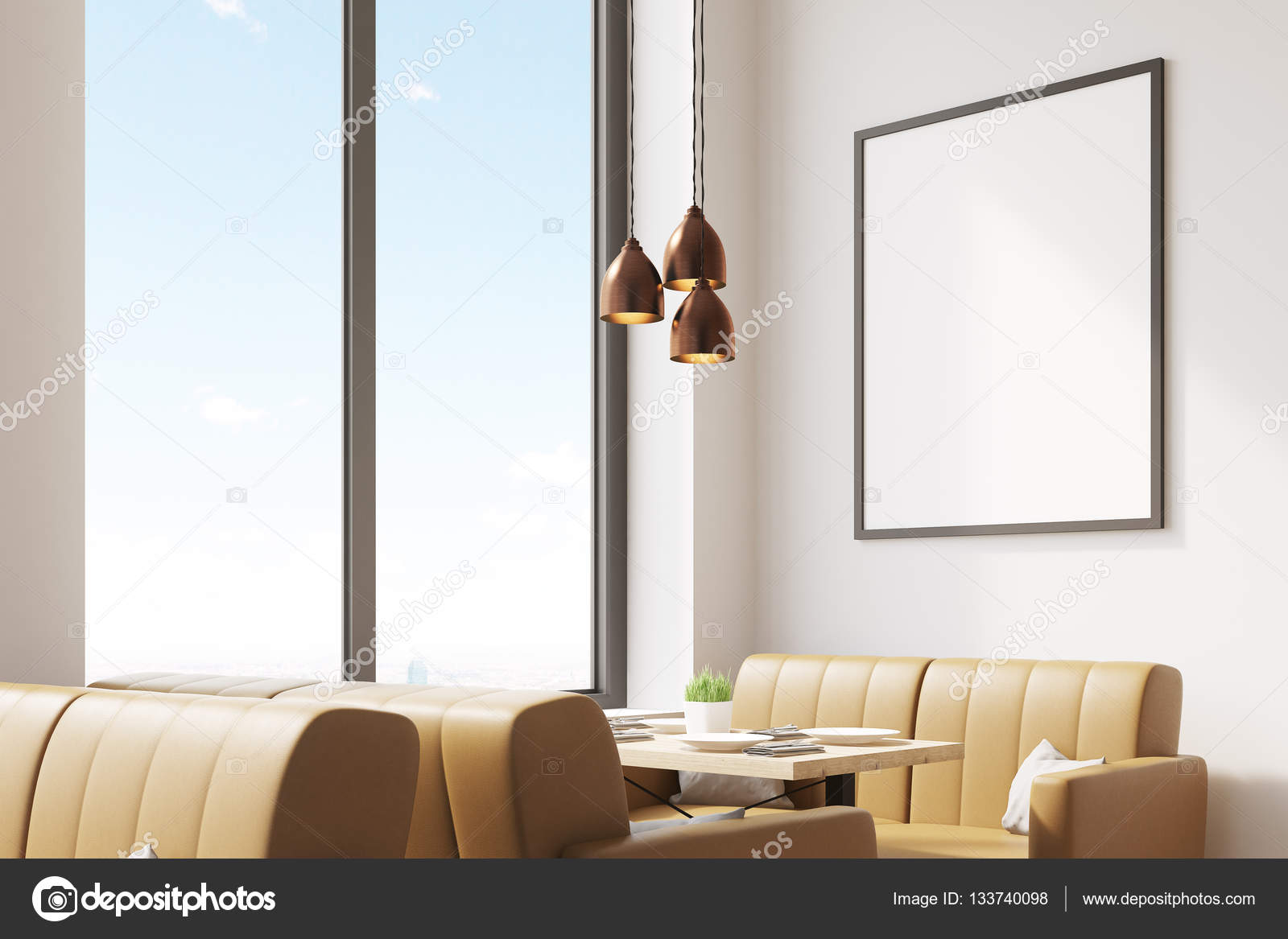 cafe with beige sofas and poster — stock photo © denisismagilov cafe with beige sofas and poster — stock photo © denisismagilov