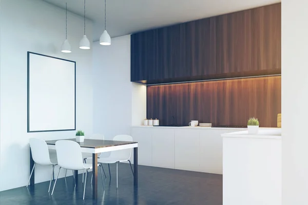 Keuken met donkere houten kasten — stockfoto © lmphot #8670800