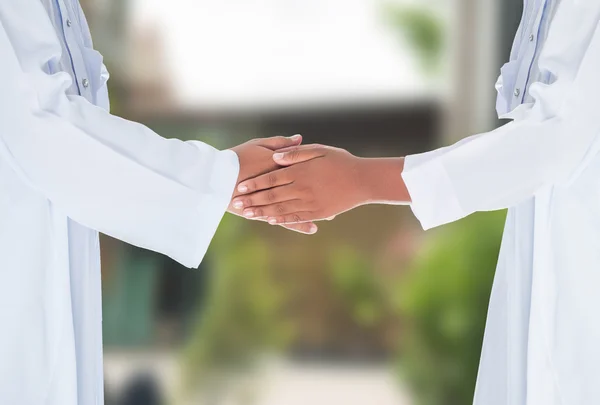 Boys make greeting by Muslim style handshake in ceremony event
