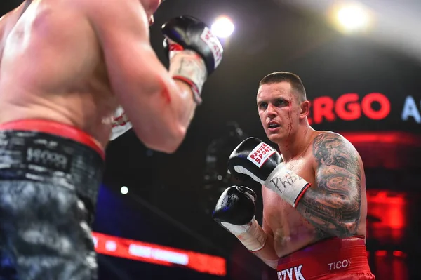 An unidentified boxers in the ring during fight for ranking points