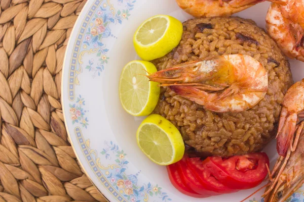 Cooked Fresh Shrimp with Rice Served in a plate