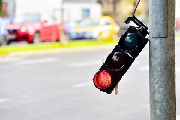 Broken traffic lights pole