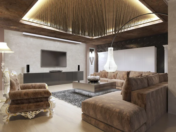 Luxury modern living room done in the art Deco style.