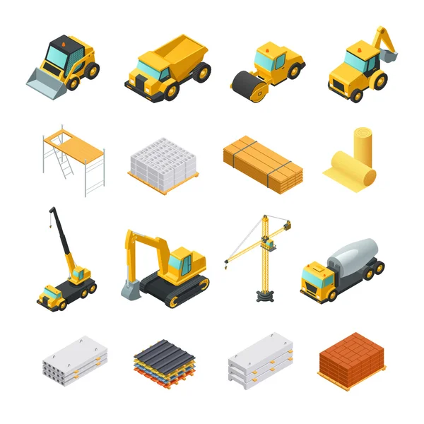 Isometric Construction Icons Set