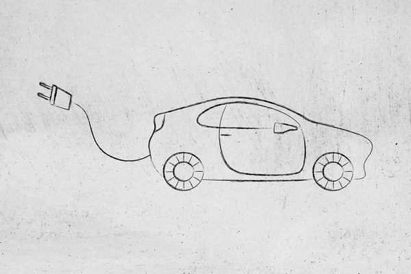Electric and hybrid cars: vehicle with big funny plug