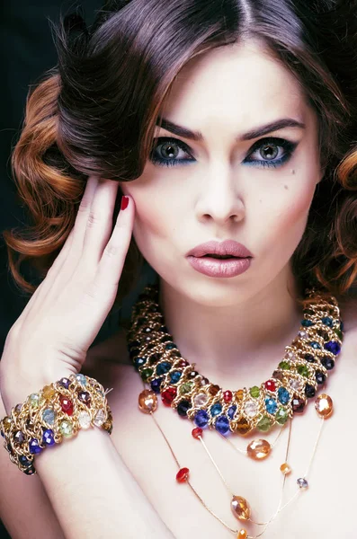 Beauty rich woman with luxury jewellery