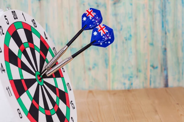 Darts arrow with Australia flags on dart board , white
