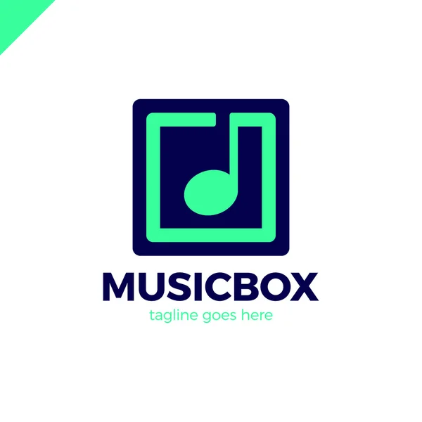 Square abstract music note vector logo icon. This logotype graphic also represents music industry, digital music, musical app button