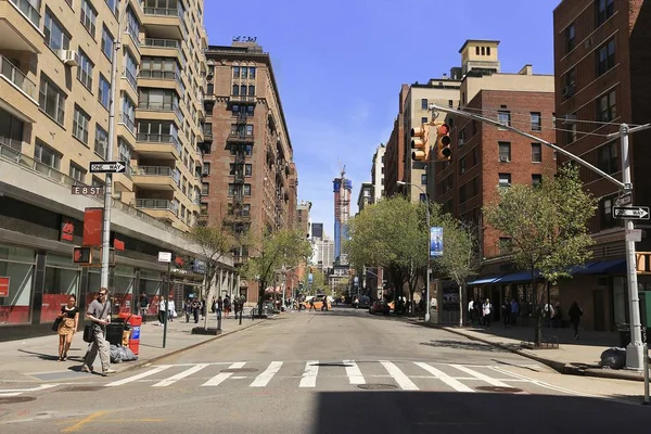 Street scene of Greenwich Village street.