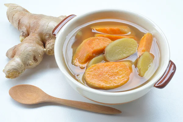 Asian dessert soup. Sweet potato soup boiled with ginger