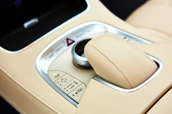 Detail of modern car interior, gear stick