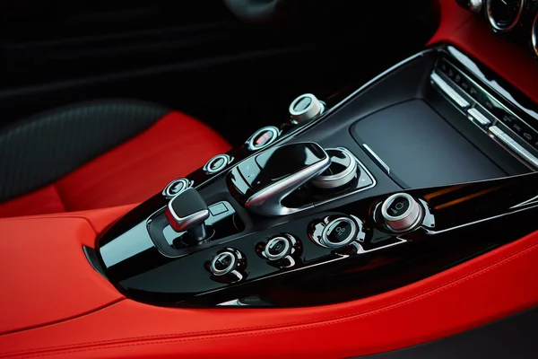 Detail of modern car interior, gear stick