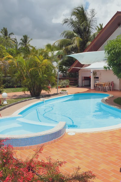 Pool at country house. Reunion