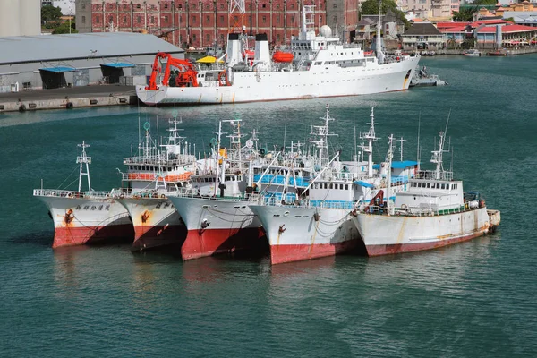 Vessels on raid in port. Port Louis, Mauritius