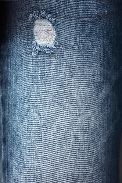 Holes in blue jeans