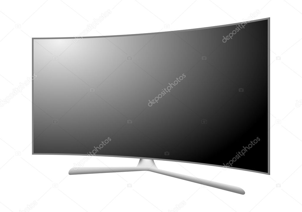 Moderno 3d tv al plasma con schermo curvo. dispositivo ... Pareti moderno nero con led tv