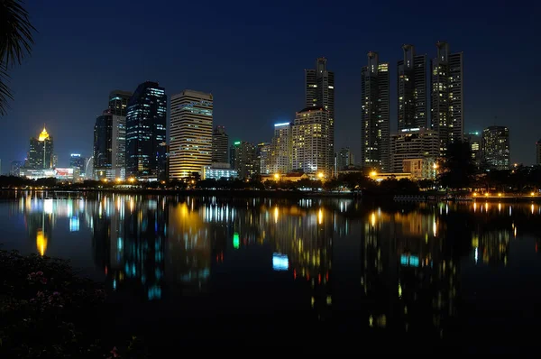 Bangkok city night view with main traffic high way