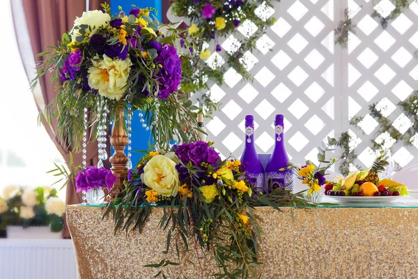 Floral arrangement to decorate the wedding feast, the bride and