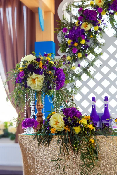 Floral arrangement to decorate the wedding feast, the bride and