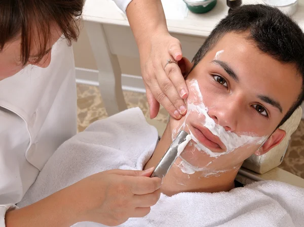 Shaving retro style of the beard