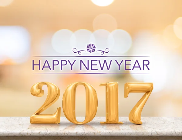 Happy new year 2017 (3d rendering) new year on marble table top
