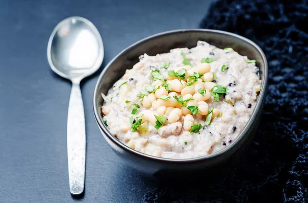 Cashew cream rice stew with white beans and wild rice