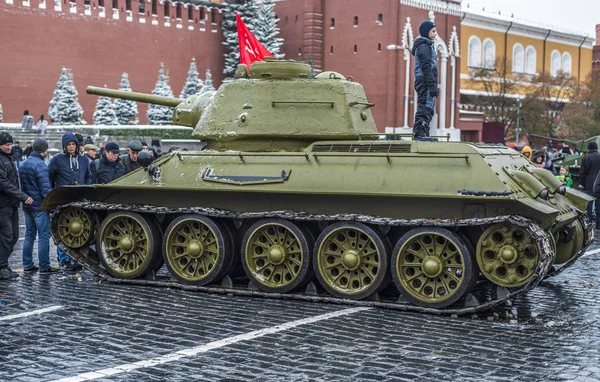 Exhibition of military equipment on red square in Moscow.
