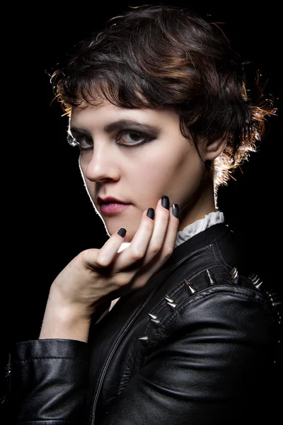 Black Nails on Gothic Model