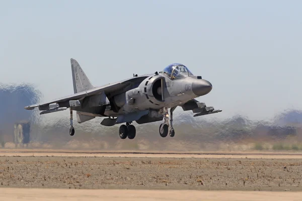 Airplane AV-8 Harrier jet fighter flying in formation at 2016 Miramar Air Show