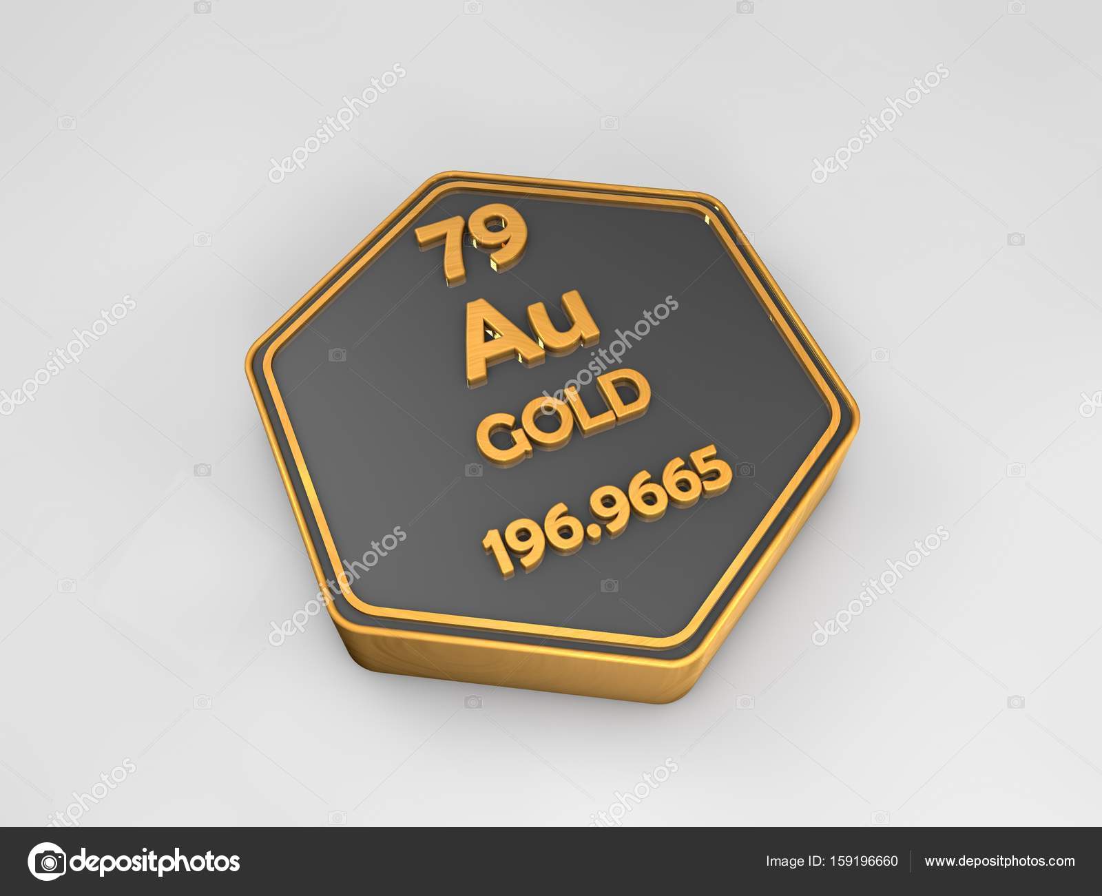 Gold Au Chemical Element Periodic Table Hexagonal Shape Gold Au Chemical Element Periodic Table Hexagonal Shape Render Stock Photo
