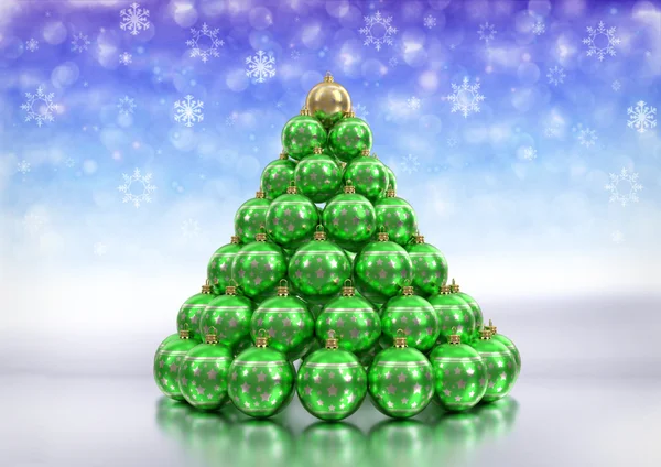 Christmas theme with green xmas bulbs. 3D render