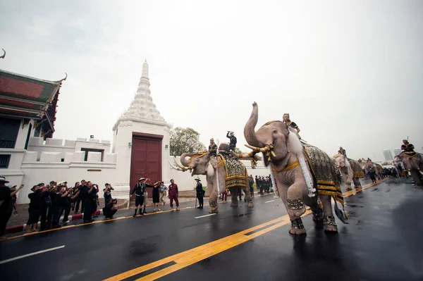 Elephant procession honours late King.