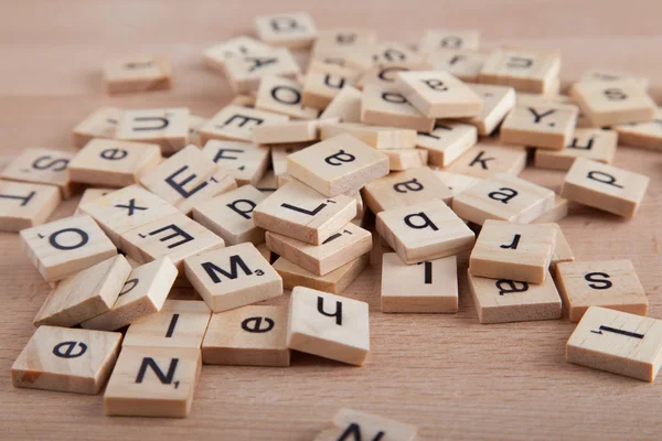 Pile of Scrabble letter blocks.