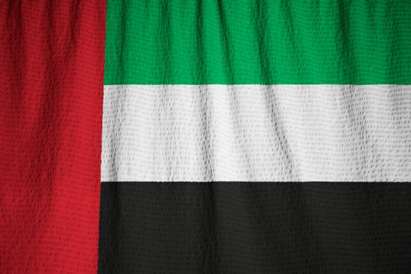 Closeup of Ruffled United Arab Emirates Flag, United Arab Emirates Flag Blowing in Wind