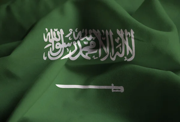 Closeup of Ruffled Saudi Arabia Flag, Saudi Arabia Flag